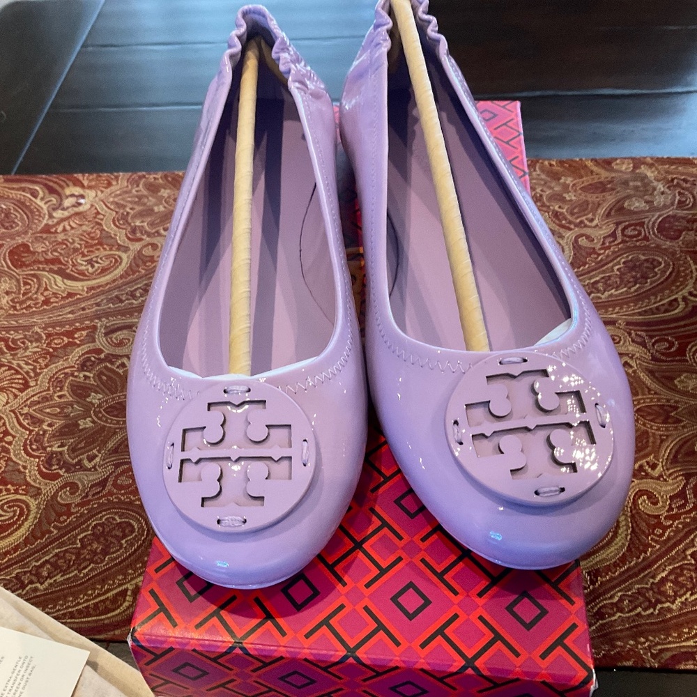 Tory Burch Minnie Travel Ballet in lavender cloud , BNIB,MSRP$228